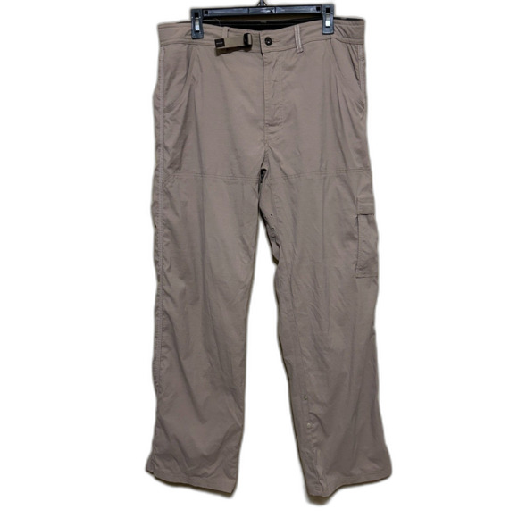 Prana Stretch Zion Pant Mens Large 32" Inseam Convertible Snap Roll Up Hiking - Picture 1 of 10
